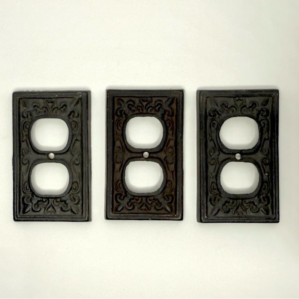 Iron Decorative French Country Tuscan Artisan Fleur De Lis Outlet Plate Covers
